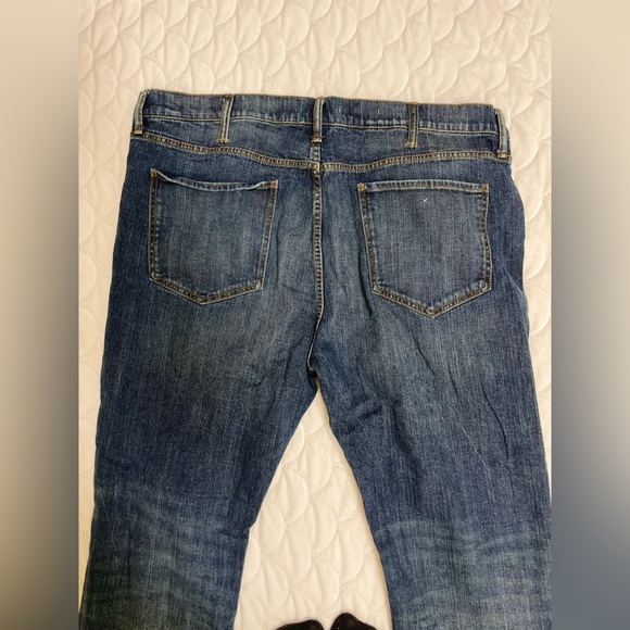 Denim Gold Mens Jeans Straight Leg Denim Blue Dark Wash Ripped Regular Fit 44x30 - Picture 13 of 14